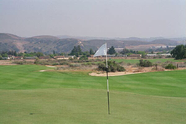 A view down the 5th shows the wash that the golfer must cross.