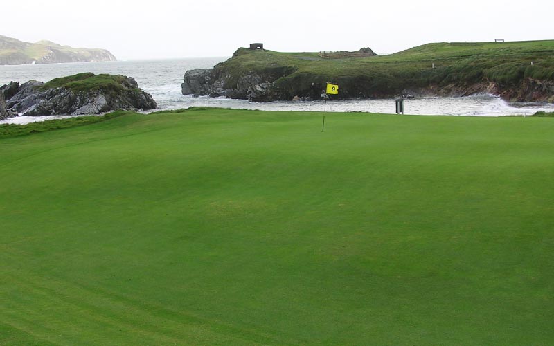 The ninth green as seen from behind at the hidden gem Dunfanaghy.