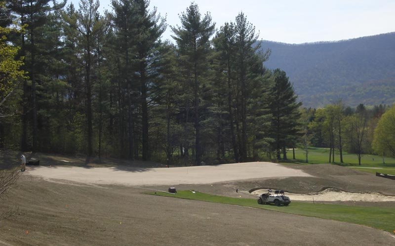 As seen during construction in 2008, the newly created first green ended up featuring some of the best interior contours on the course. 
