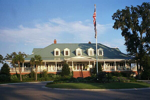 The clubhouse exudes southern charm with its wrap-around porch.