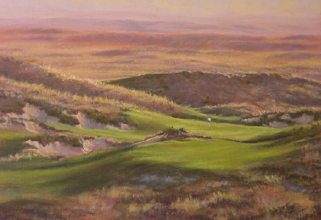 The one shot 3rd at Ballyneal, as painted by artist Josh Smith, captures Ballyneals inspired setting.