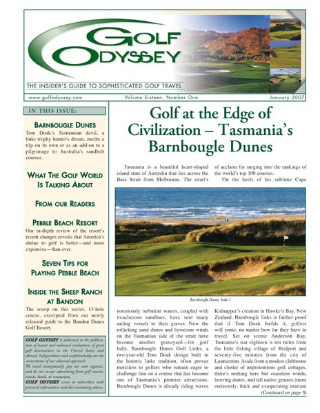 The January 2007 cover of Golf Odyssey.
