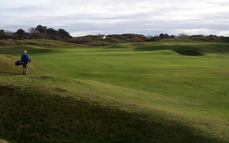 The 15th green viewed from just above the 10th.