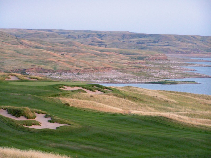 Late in the afternoon at Sutton Bay, looking down the long 16th.