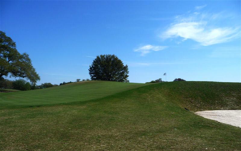 The steepness of the green's false front is captured here in this photograph taken from the green's front right.