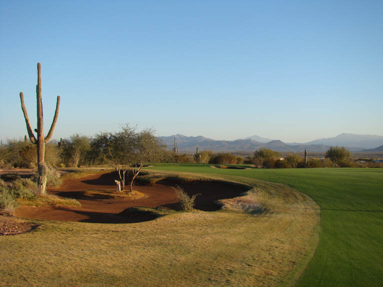 ... a formalized bunker that emerges from the desert floor. The bunker sand was dredged from the nearby Verde River and washed to meet We-Ko-Pa's specifications.