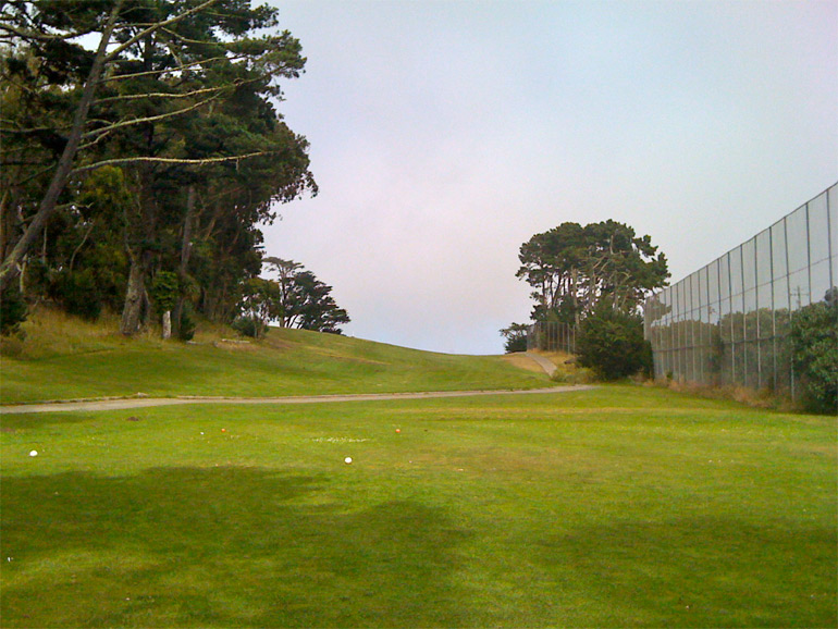 The blind tee shot on number 7.