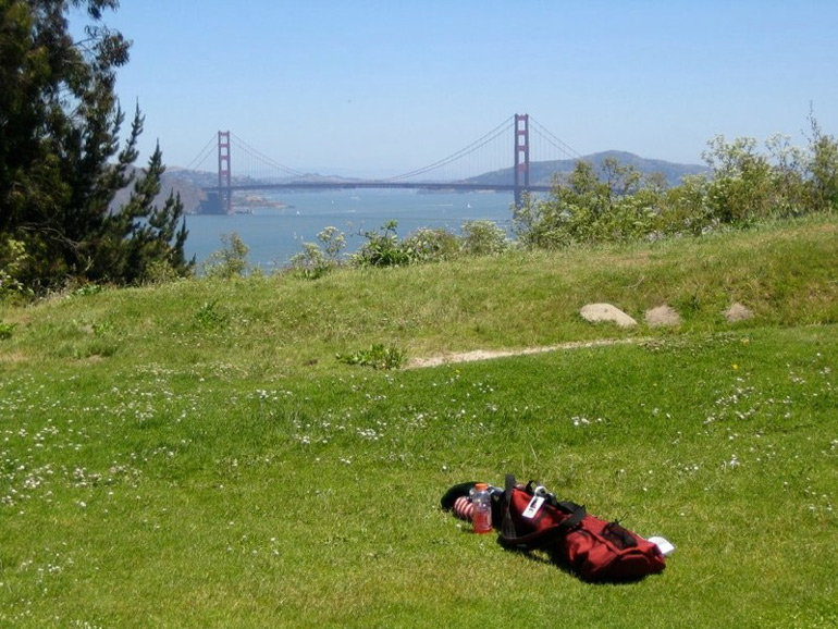 The Golden Gate Bridge from behind the 5th green.
