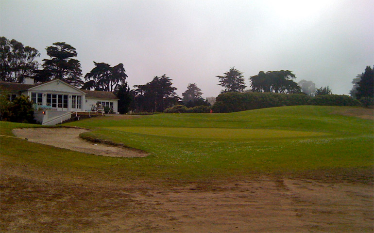 What could be a wonderful punchbowl green on number 18.