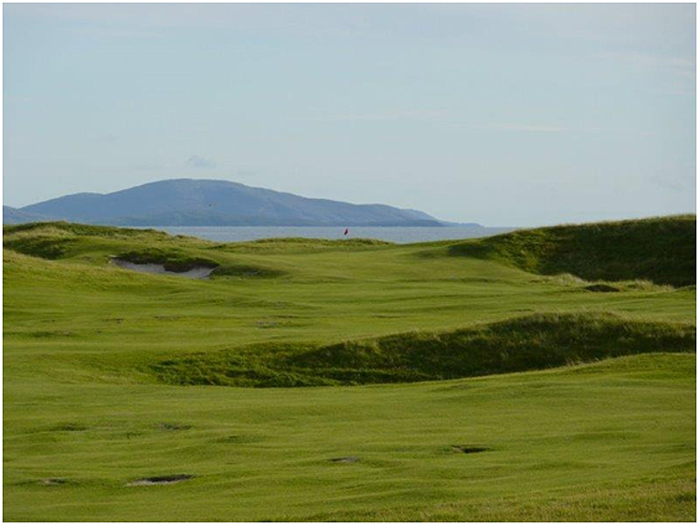 The completed 8th hole with the island of Barra in the background.