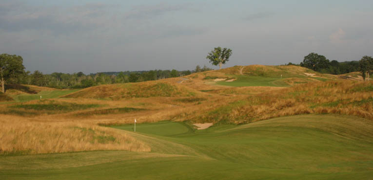 If the drive is over the hill, the approach from the left is blind, encouraging players to hug the right side.