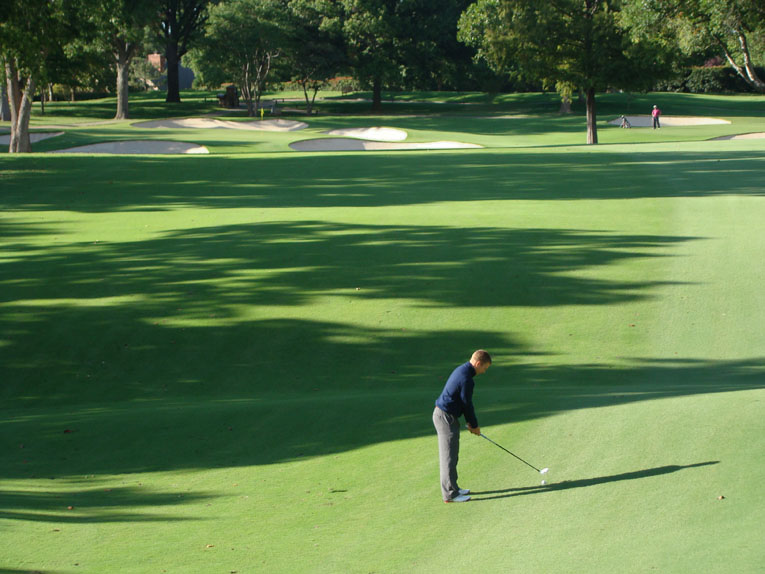 Reaching this par five in two is more complicated than one might assume. First, there is the matter of drawing a good stance in the fairway. Next, shots played from the left side of the fairway require the golfer to be mindful of the oak tree that hangs over the front left pond. In addition, the built-up green pad is only 25 yard deep, making it a tough target to hit and hold with anything other than a good strike. Landing in any of the back bunkers at Southern Hills is a dire mistake that any golfer will soon regret.