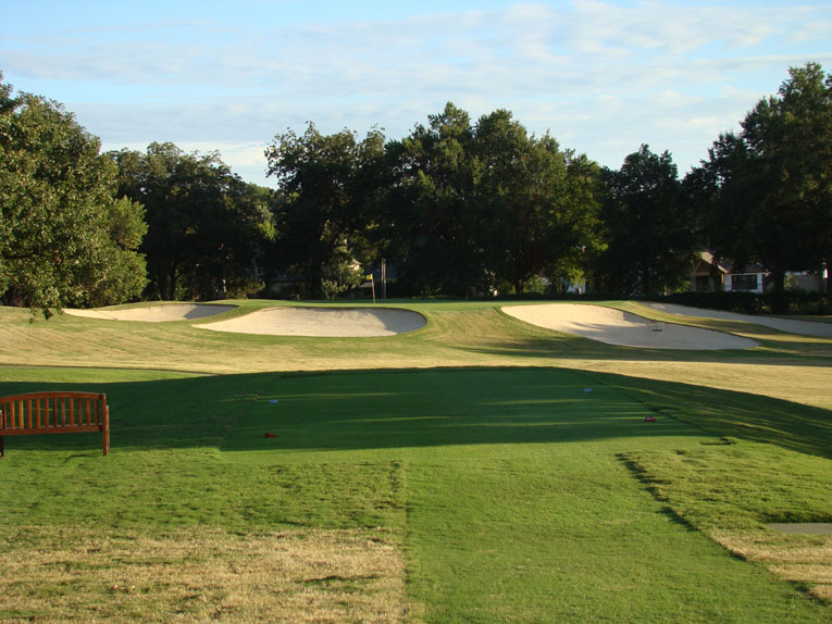 As seen from the left forward tee, the eighth hole is little beauty of a par three on the Coore & Crenshaw nine.